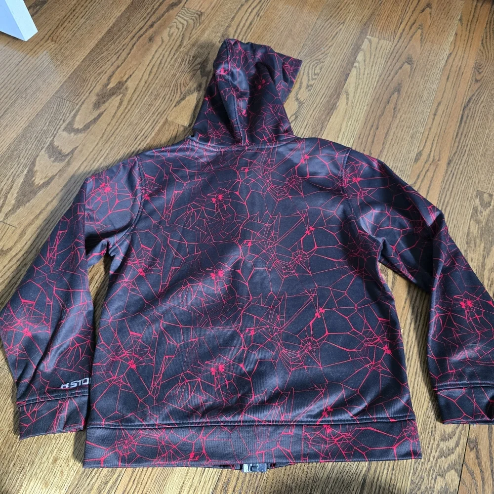 Under Armour Kids Spider Web Hoodie - Gray and Red-Medium